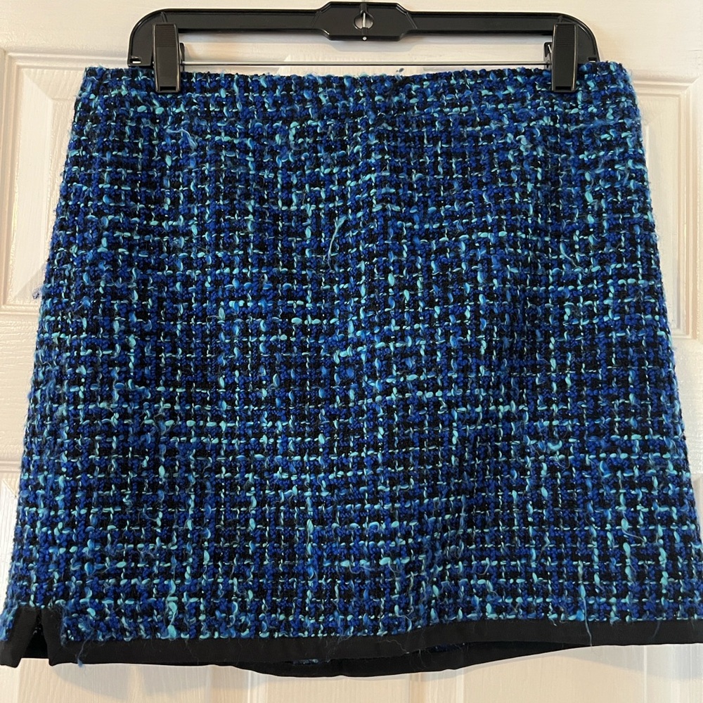 J. Crew Blue and Black Tweed Mini Skirt